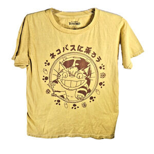 My Neighbor Totoro Cat T-Shirt Size X-Small Studio Ghibli Bus Trail Yellow